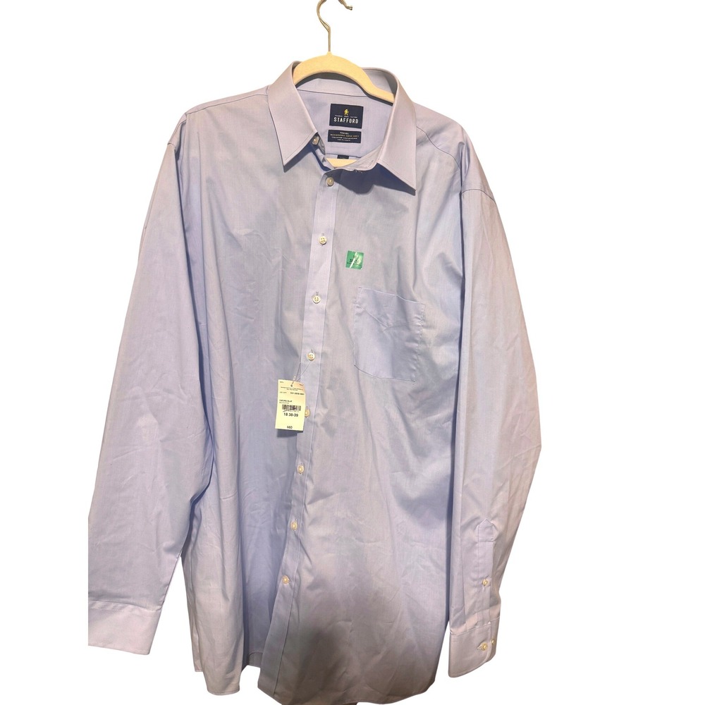 Stafford Travel Performance Super Shirt Light Blue 18 38-39 Extra Tall NWT